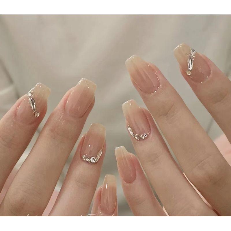 

Наклейки для ногтей ручной работы 2024 Новое поступление Носимые накладные ногти Модные нюдовые цвета Съемные Невеста Беременные женщины Накладные ногти XS short T swarlo nude color diamond