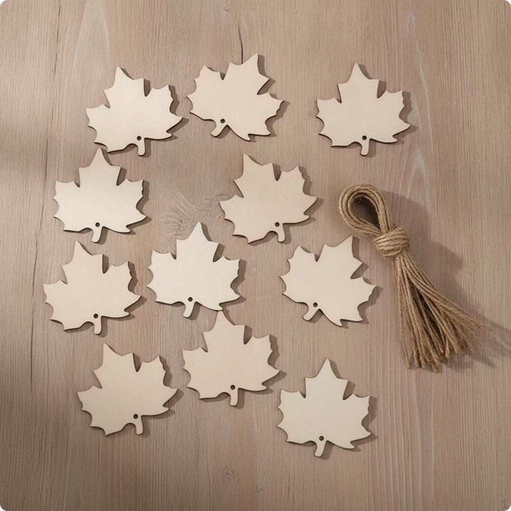 30 Pieces Maple Leaf Cutouts with Twine Paintable for Crafters, Teachers