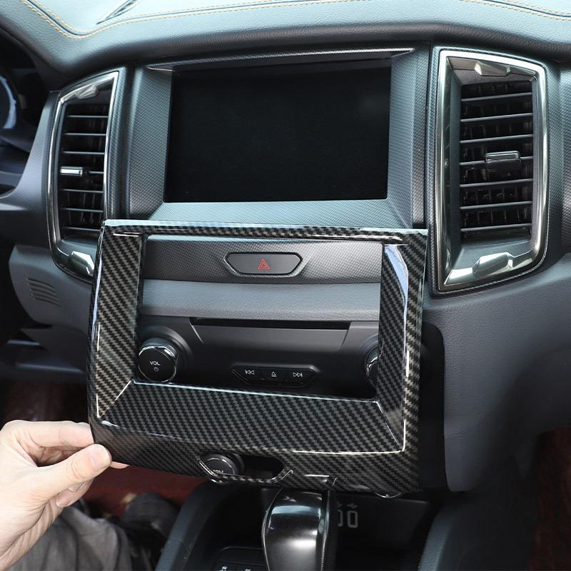 ABS Carbon Fiber Car Center Control Navigation Decorative Frame Sticker For For Ford Ranger Wildtrak 2015- Car Accessories