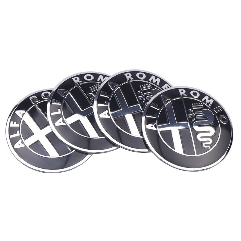 DCBLH1 4Pcs Car Styling Car Wheel Hub Center Cap Badge Stickers For Alfa Romeo Giulia Stelvio MiTo Giulietta Tonale ALFA 4C Mito