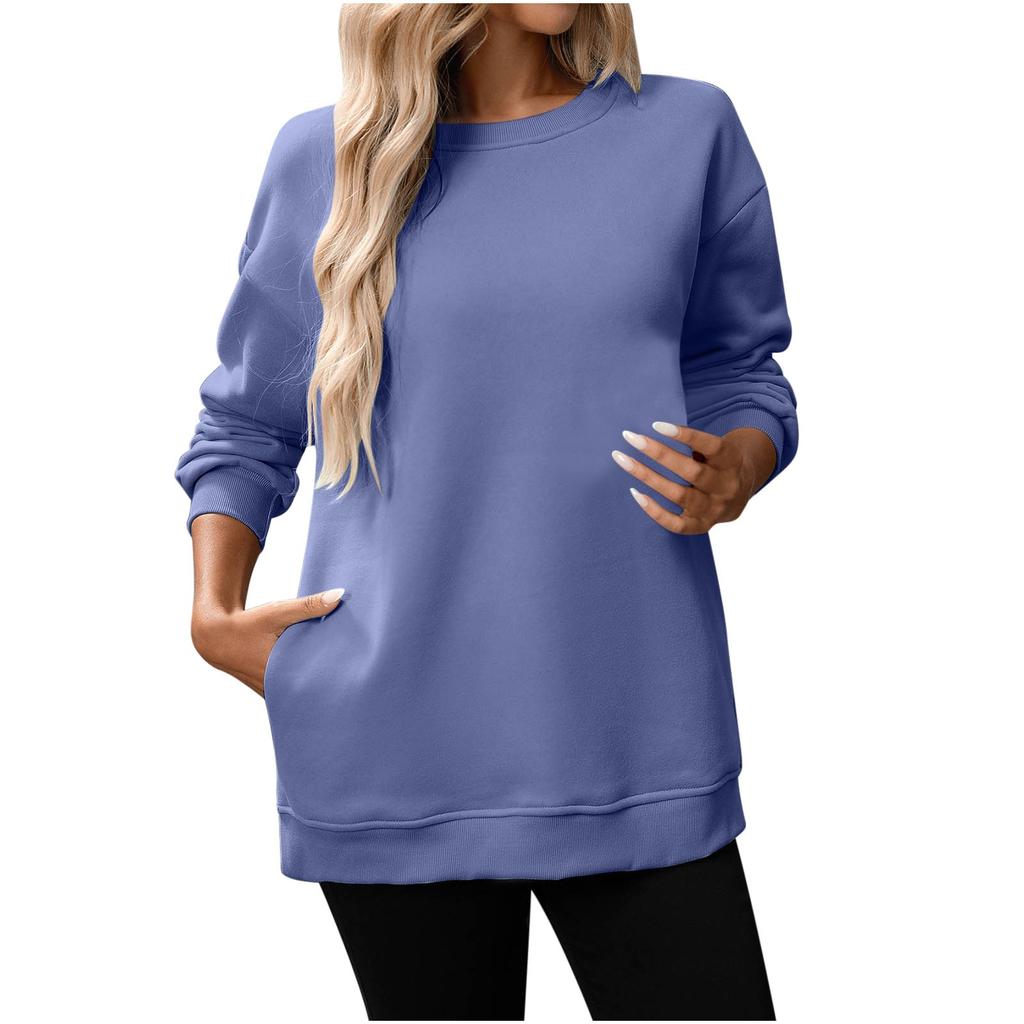 Women Winter Tops Women's Long Sleeve Sweatshirt Casual Crewneck Loose Fit Pollover Fleece Tops