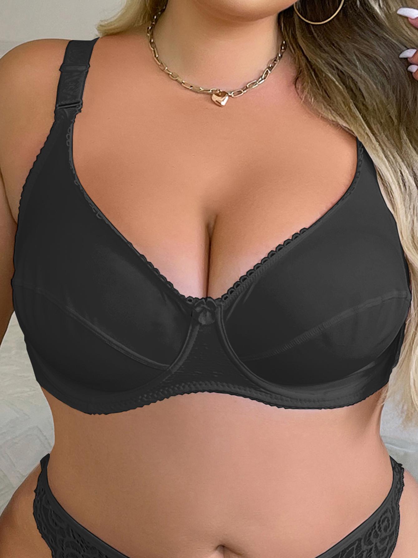 

Женский ультра-сексуальный бюстгальтер с бантом для больших размеров - Бюстгальтеры больших размеров, прочные, ультратонкие, на косточках, удобные, поддерживающие и стильные, для женщин с пышными формами 90D чёрный