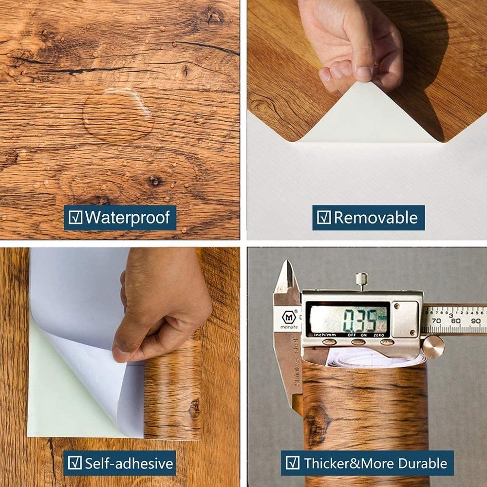 80Cm Width Wood Grain Pvc Wall Cover For Door Wardrobe Cupboard Table Furniture Water-Repellent Self Adhesive Decals Home Decor Film