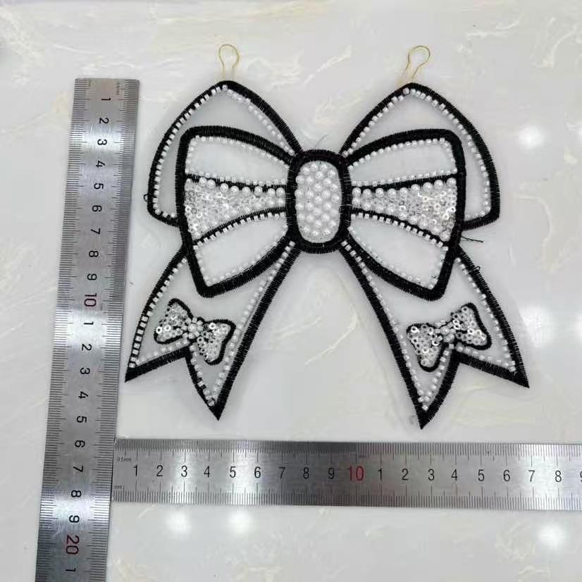 

Eugen Yarn Embroidery Bead Sequined Bow Decoration Handmade Diy Clothing Dress Children S Clothing Cloth Sticker Accessories 55717 Black
