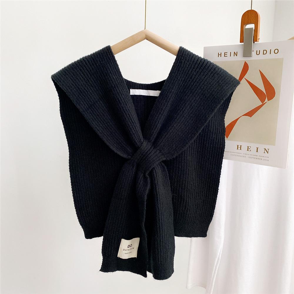 Solid Color Cross Shawl Women's Spring Autumn Shoulder Knit Wool Decorative Scarf
