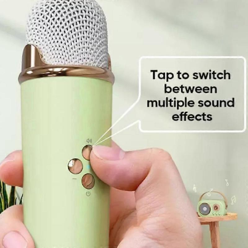 Bluetooth-Lautsprecher mit 1-2 drahtlosen Mikrofonen, unterstützt Karaoke, TF-Karte, FM-Wiedergabe, HIFI-Bass, Freisprechanruf, Kindergeburtstagsgeschenk