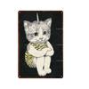 Cute Animal Funny Cat Metal Signs Vintage Metal Sign Painting Plate for Bar Club Pet Shop Decor Retro Poster Wall Decor Painting