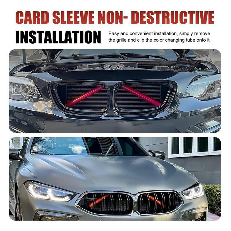 Front Grill erts Trims For BMW 5 6 7 Series X1 X2 Grille Decorative Strips V Bar Brace Trim Covers Accessories Red