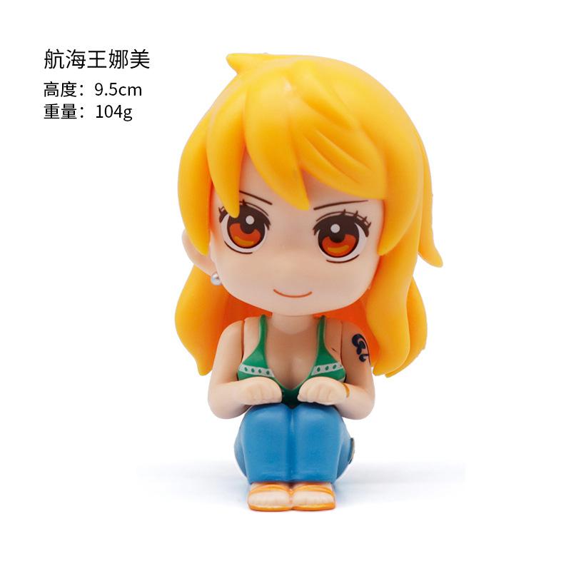 

Anime One Piece Cute Q Version Doll Sitting Position Luffy Zoro Nami PVC Action Figure GK Model Ornament Kids Hobby Toys Gift