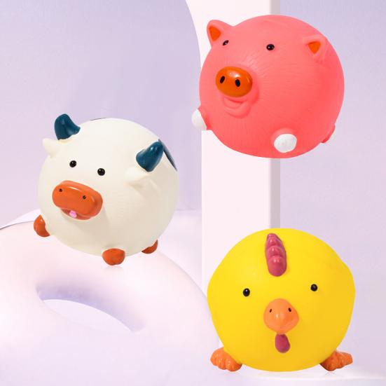 Palla per Animali Giocattolo per Cani Lattice Squeaky Maiale Pulcino Mucca Cane Giocattolo da Masticare Giocattolo Interattivo per Addestramento Cani per Lancio e Presa Gioco di Riporto