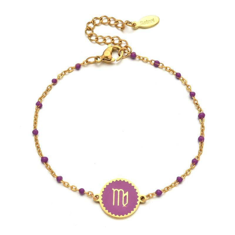 Stainless Steel Chain Zodiac Sign 12 Constellation Bracelet Charm Gold Color Chain Bracelet For Women Birthday Jewelry Gifts