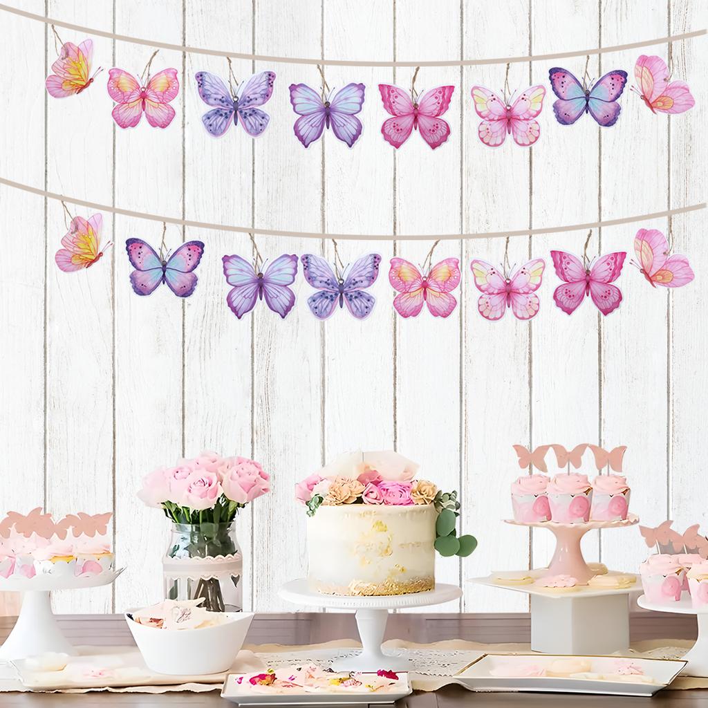 Schmetterling Papier Hängeanhänger Banner Happy Birthday Party Deko Kinder Hochzeit Geburtstagsfeier Zubehör Baby Shower Banner