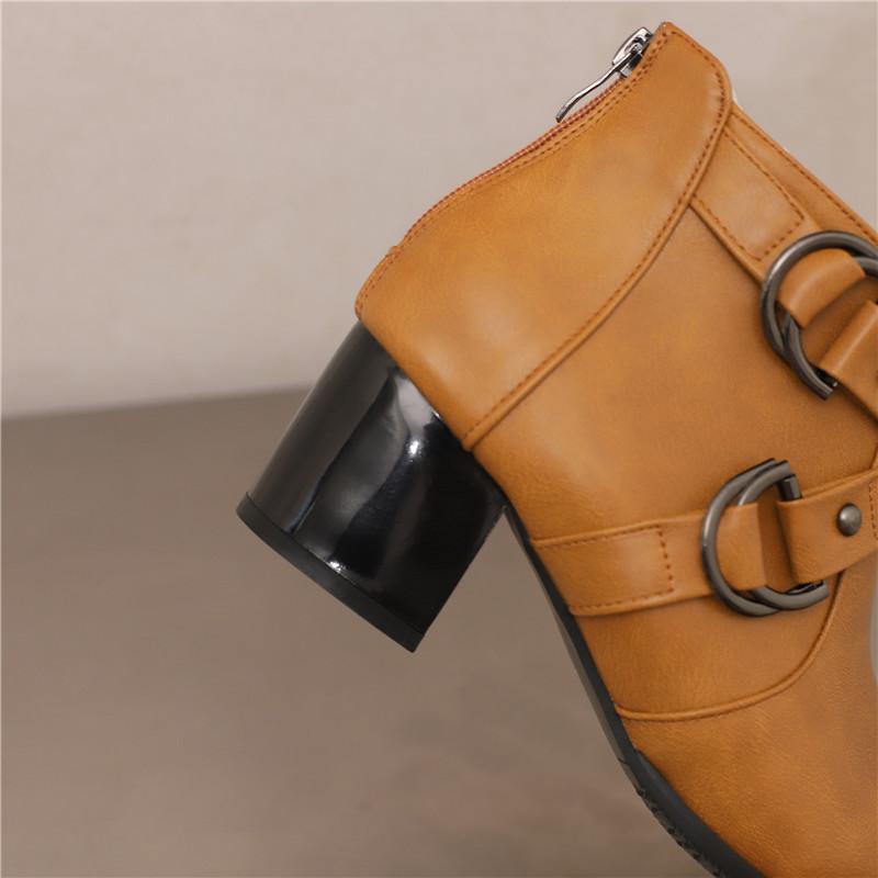 Women's High-heeled Short Boots Autumn and Winter New Thick-heeled Large-size Casual Short Boots
