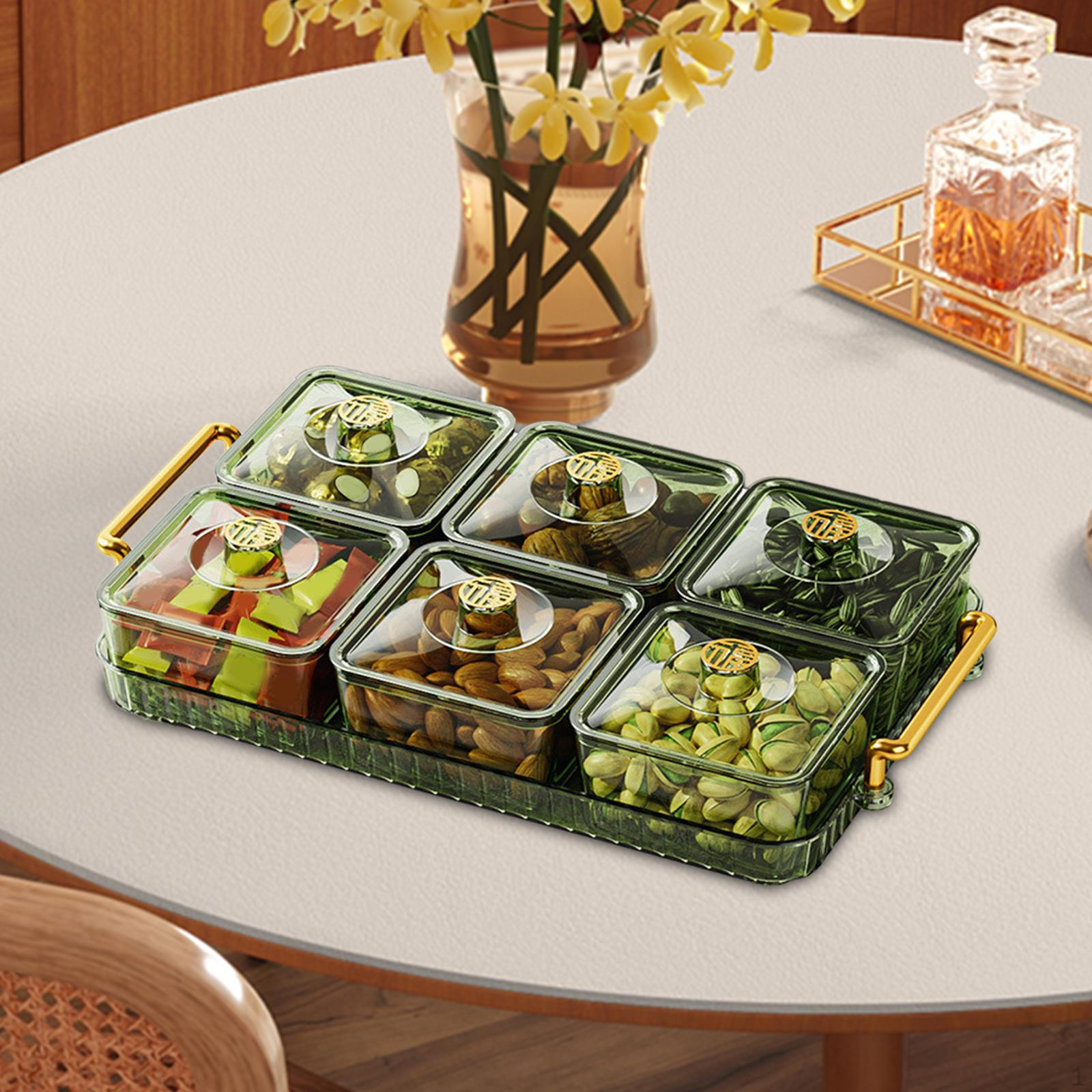 

Фруктово-ореховая тарелка для торжественных мероприятий 6 grid green