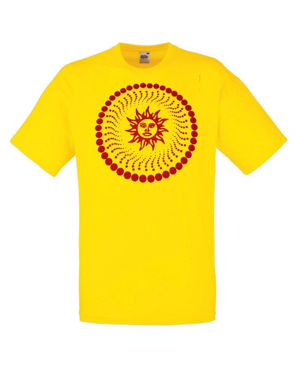 Adults California Sunrise Acid Trippy LSD Blotter Art 90s Unisex Yellow T-Shirt M