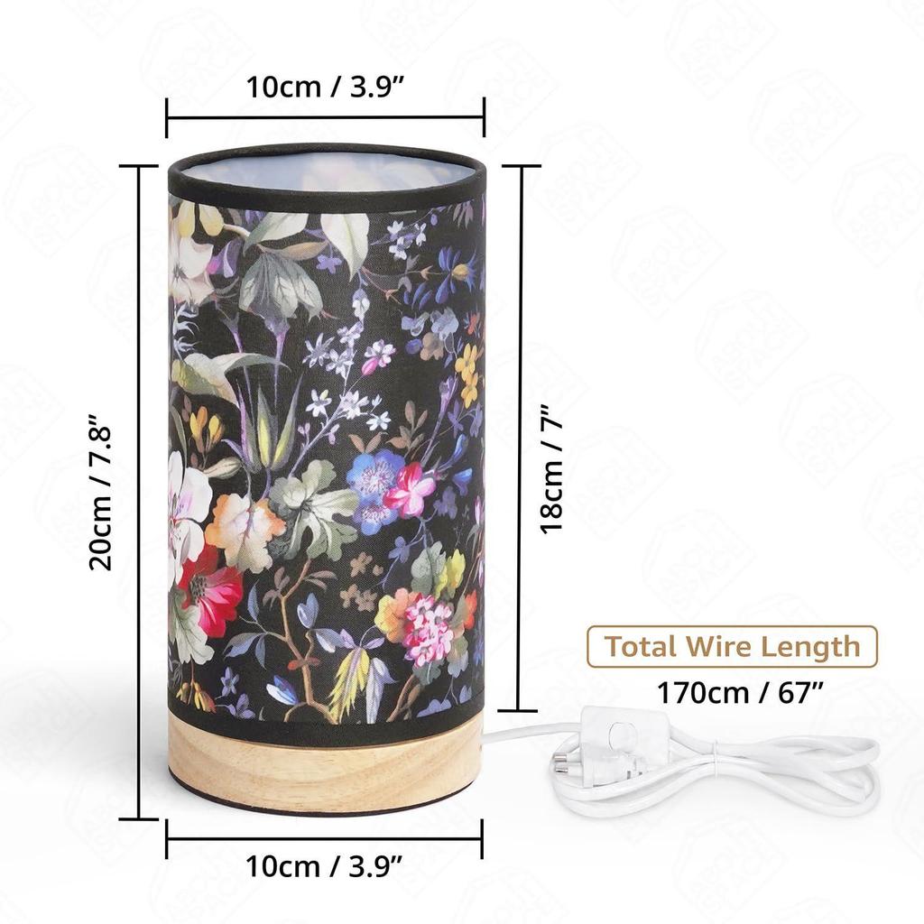 Night Lamp - Oil Paint Themed Bedside Reading Lamp with Wooden Base for Night, Bed Room, Living Room, Home & Decor