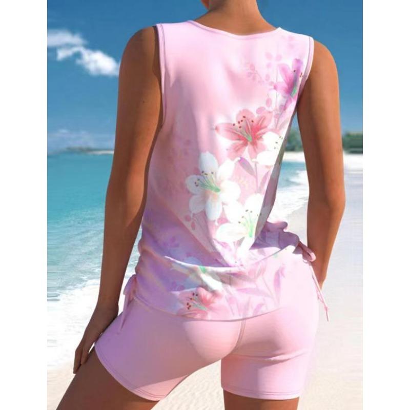 Damski strój kąpielowy dwuczęściowy z rozcięciem, strój kąpielowy z wysokim stanem