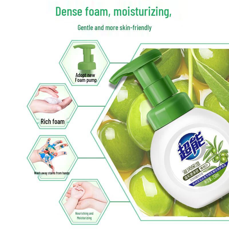 Chaoneng Olivenblatt Feuchtigkeitsspendende Antibakterielle Schaum-Handwäsche, 258ml 2er-Pack