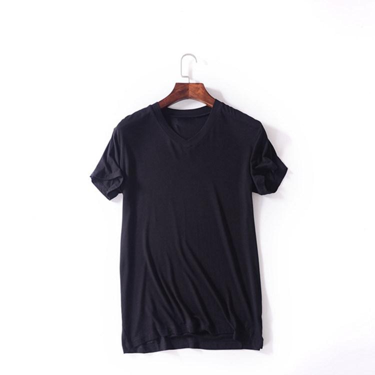 Sommer Modal Kurzarm T-Shirt Herren V-Ausschnitt Bottoming Shirt Große Größe Lose Einfarbig Sport Schlanke Herrenbekleidung