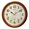 RHYTHM Analog Wall Clock with Continuous Second Hand and with the Wild Bird Society of 8MN408SR06 Radio-Controlled Melody, Co-Developed Japan, Brown,