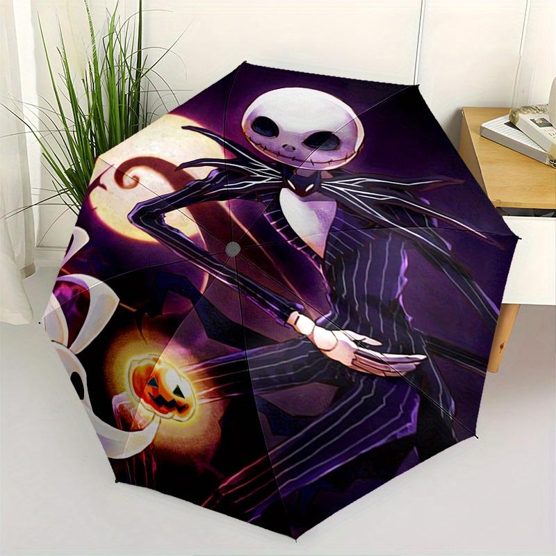 

Jack Skellington,Sally Themed Automatic Opening and Closing Folding Umbrella, Reinforced 8 Ribs, Compact Travel Design, Fashionable Folding