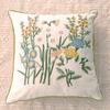 Flower Embroidered Farmhouse Ornamental Throw Pillow Covers 18"X 18" Cottage Floral Green Leaves Knit Patterned Cotton Cushion Case