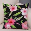 Tropical Floral Cushion Cover Pink Hibiscus Flower Leaf Print Soft Fabric Living Room Sofa Home Decor Pillow Case