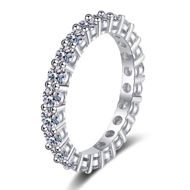 

Роскошное твердое серебро 925 пробы, обручальное кольцо с муассанитом 3 мм, 0,1 карата, полный бриллиант, для женщин, обручальные кольца 2,2 карата 17