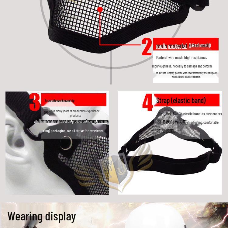 Impact-Resistant Tactical Steel Mesh Half Face Mask