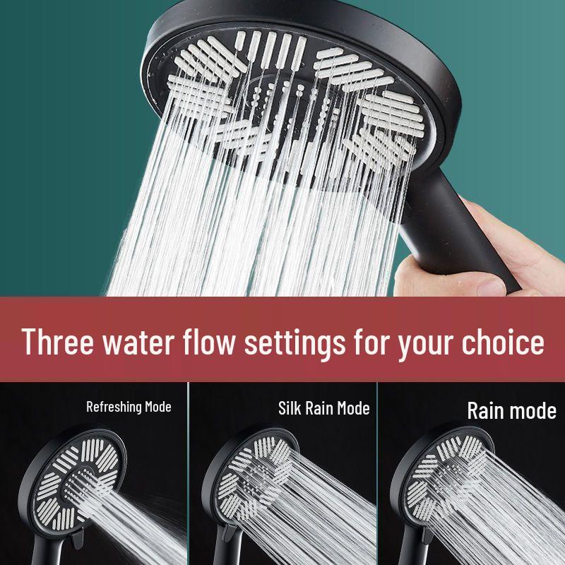 Trycksatt duschhuvud med stor panel och 3 inställningar, inklusive slang - Bath Master Lotusdesign