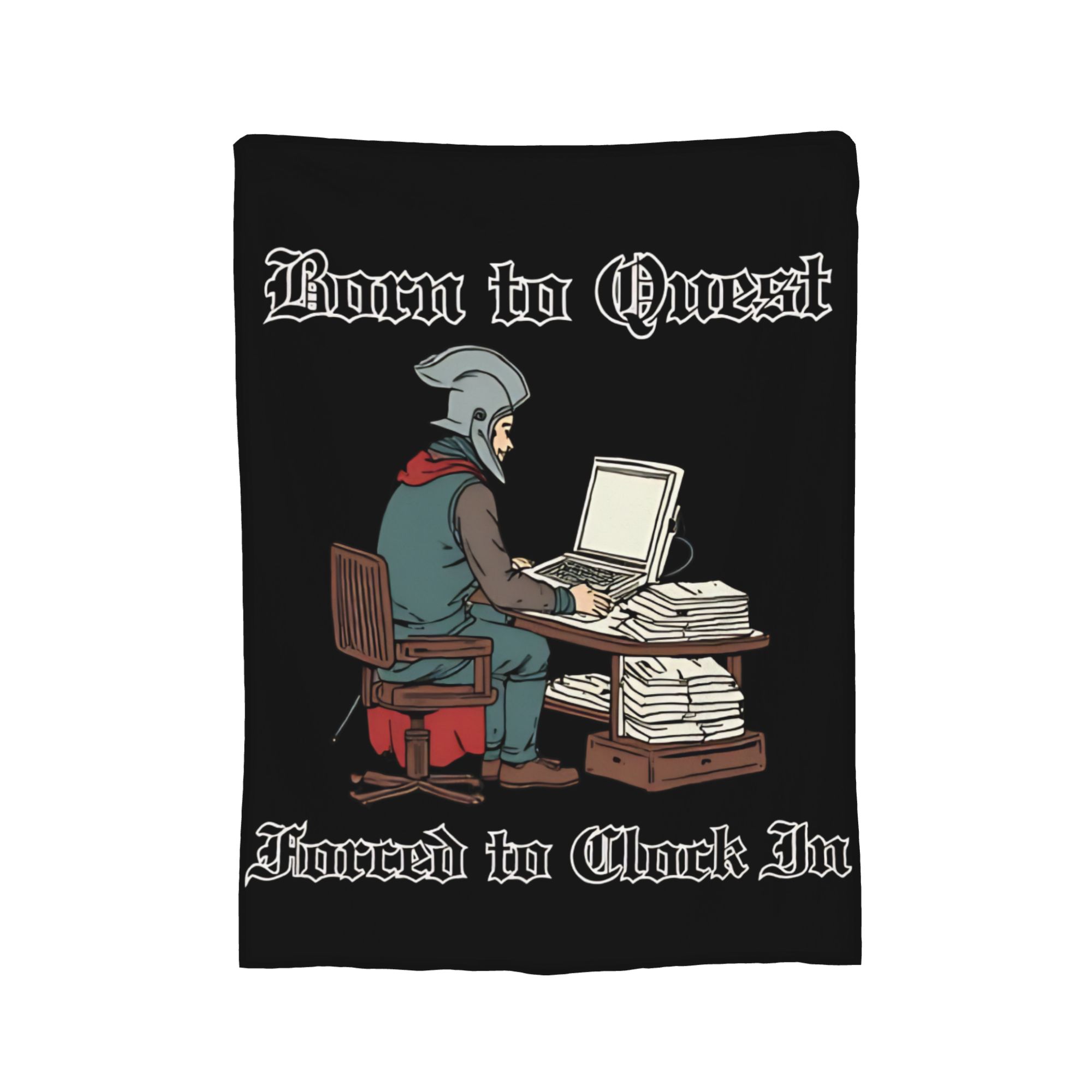 

Born to Quest Forced to Clock In Office Humor Flannel Throw Blankets Blanket for Sofa Office Super Warm Plush Thin Quilt, 75x90cm