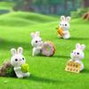 4Pcs Donut Themed Rabbits Figurines for DIY Garden Decoration Resin Hanging Ornaments