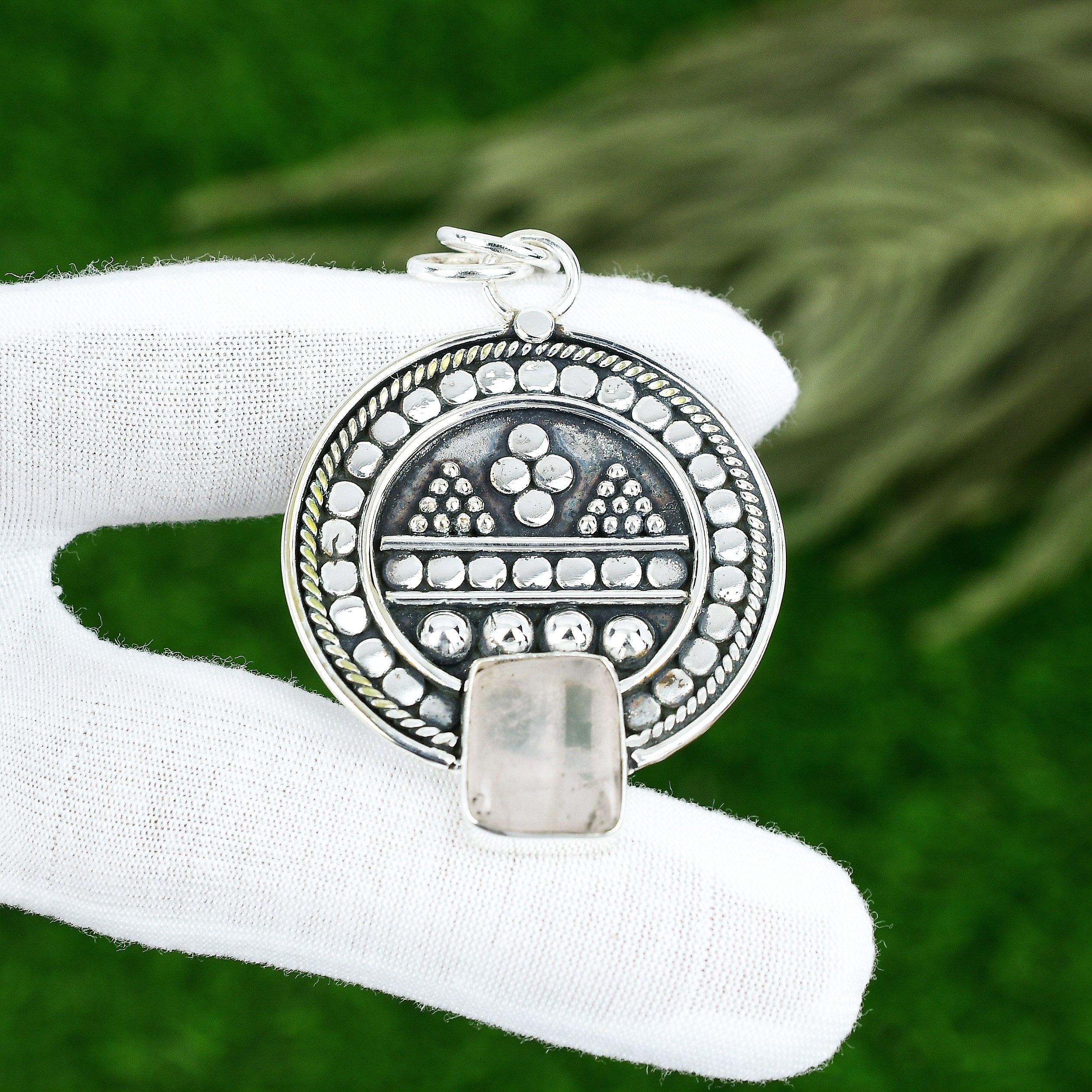 Memorial Day Sale Natural Rose Quartz Sterling Silver Ethnic New Pendant Jewelry
