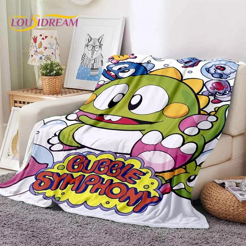 Cartoon Bubble Bobble Puzzle Bobble Retro Game Soft Flannel Blanket for Beds Bedroom Sofa Picnic,Throw Blanket Outdoors Leisure