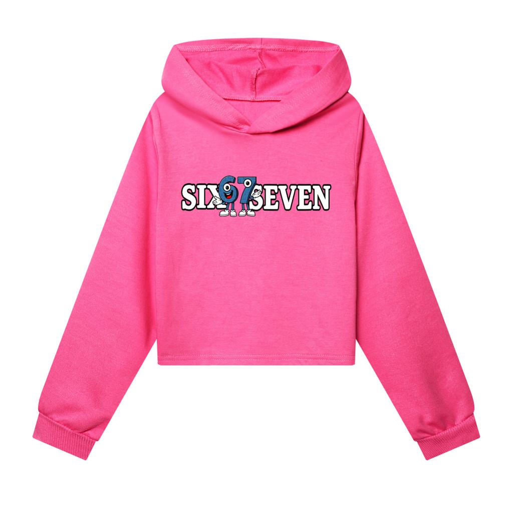 

5388 Kids Girls Steal a Brainrot 67 Printed Cotton Casual Long Sleeves Hoodies 170cm Яскраво-рожевий