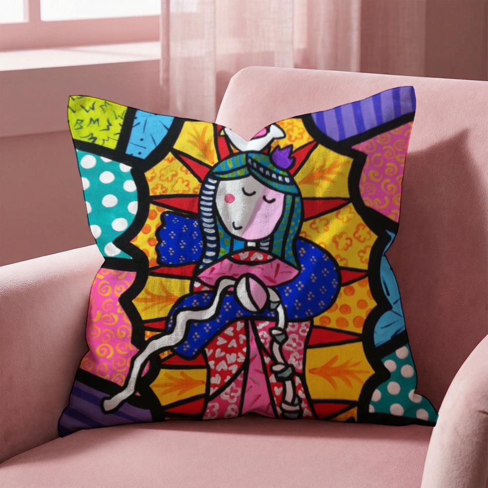 Cartoon Virgin Mary Art Cushion Cover Multi-Scene Pillow Cover for Home & Car - Reversible, Soft & Durable for Daily Use