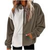 Unisex Color Block Hoodie with Pockets - Long Sleeve Flannel Pullover