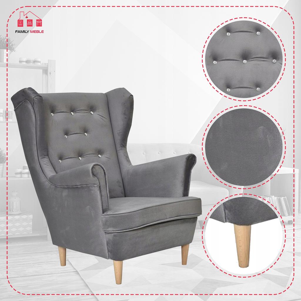 Diana Scandinavian Family Furniture Wing Chair, Light Gray Ash PRO