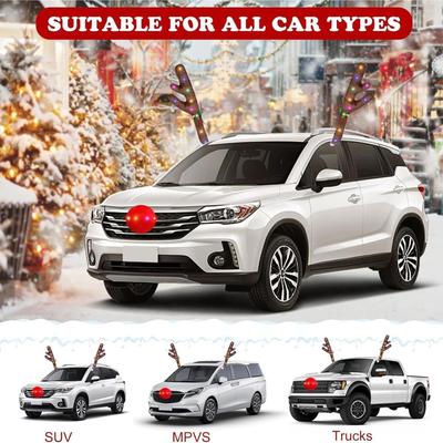 Car Antlers For Christmas Cute LED Holiday Supplies With Jingle Bells Reindeer Christmas Decor For Travel Daily Special