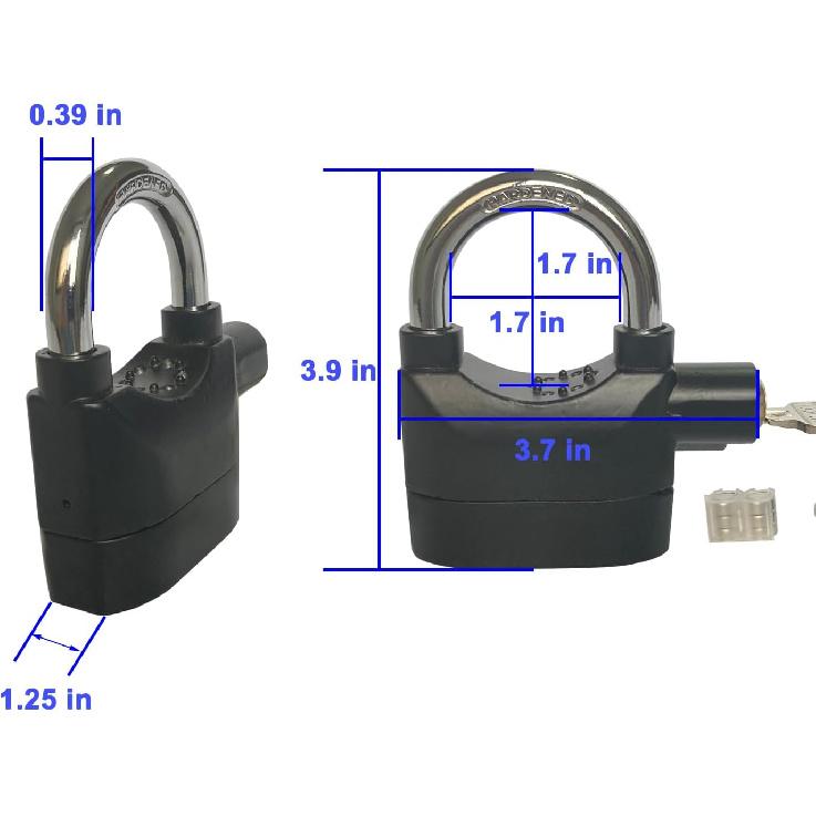 Alarm Lock 110dba Universal Security Alarm Lock System Anti-Theft for Door Motor Bicycle Padlock with 3 Keys (2PCS)