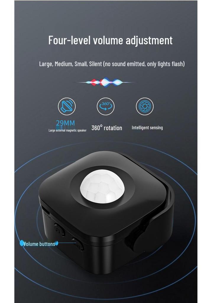 Rechargeable Sensor Doorbell with Voice Welcome and Ding Dong Alert for Store Entry
