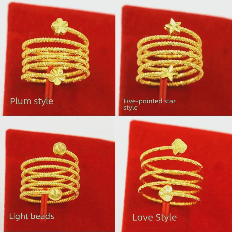 Stylish Korean Adjustable Index Finger Gold Brass Sand Ring for Women