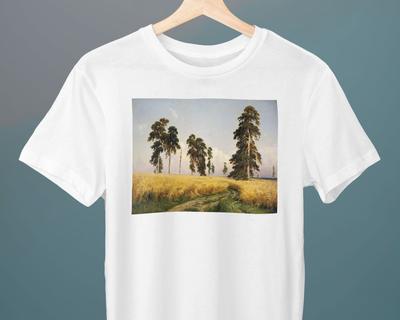 A Rye Field, Ivan Shishkin Painting, Unisex T-Shirt, Art T-Shirt, Nature T-Shirt, Realism, Gift for Her, Gift for Him, Art Lover Gift