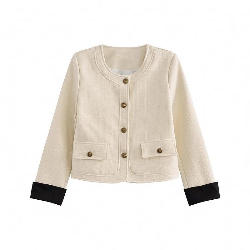 Autumn and Winter New High-end Short Top Women's Design Niche Small Fragrance White Popular Jacket