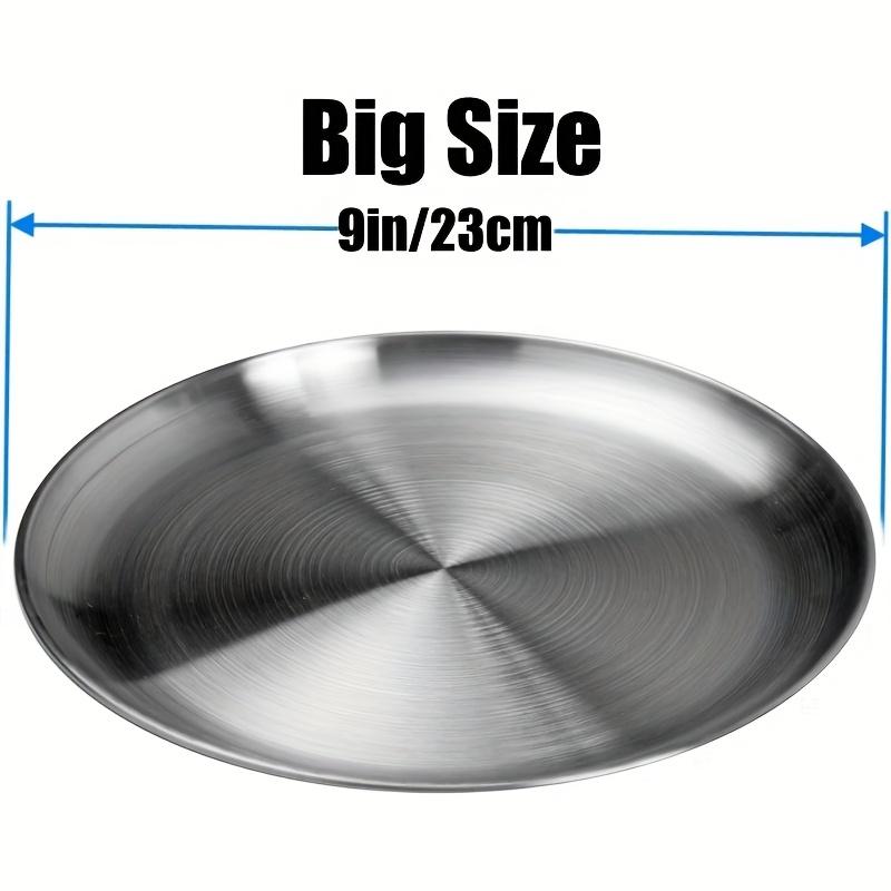 7pcs stainless steel plate set,23cm stainless steel plate,lightweight non-breakable plate set,suitable for home,outdoor use,restaurant,buffet supplies