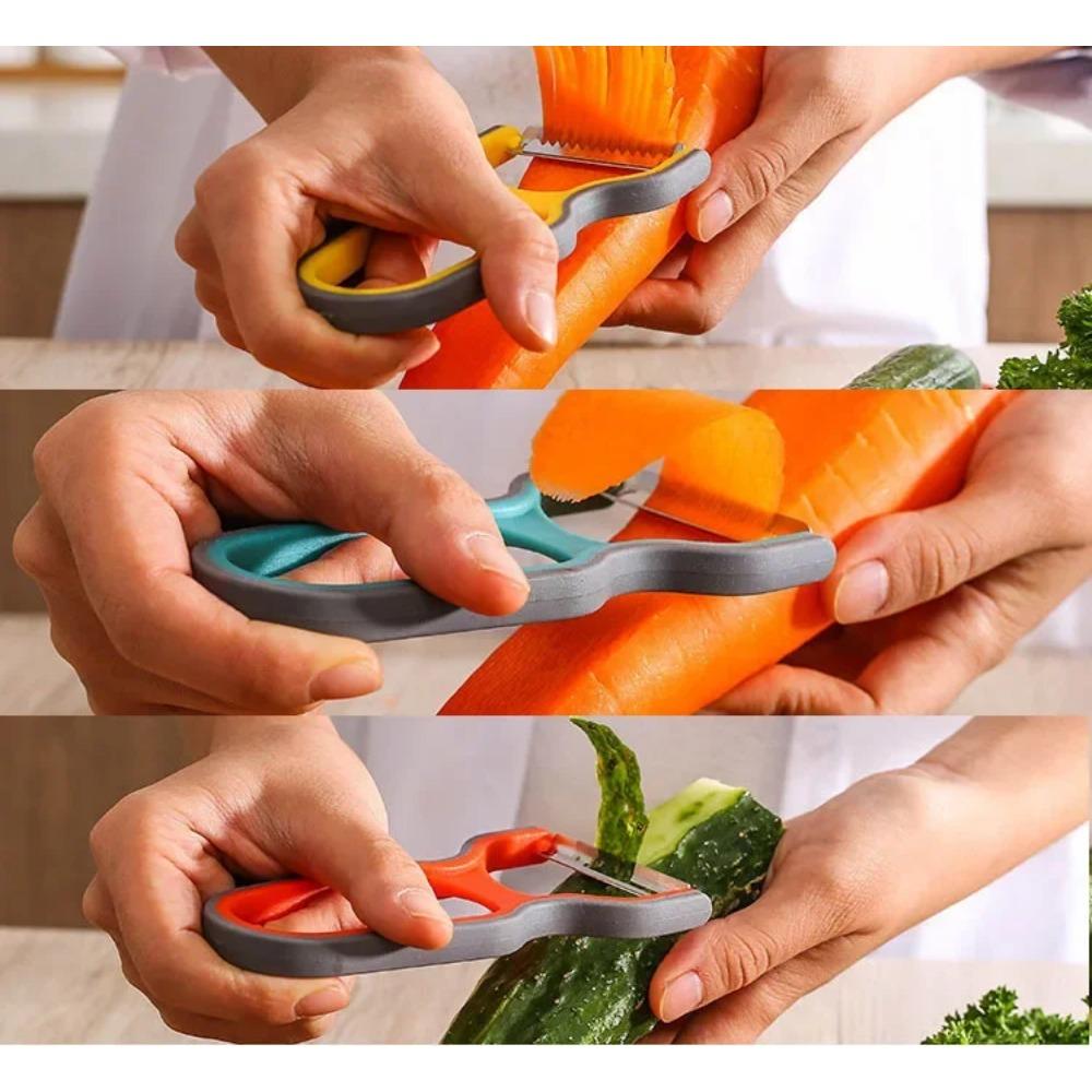3 ks/sada Škrabka Nerezová ocel Kráječ na potraviny Protiskluzová rukojeť Manuální kuchyňský loupací nástroj Barva Náhodná Kuchyňské doplňky