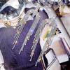 S925 Silver Needle Korean Fashion Diamond Tassel Earrings for Women
