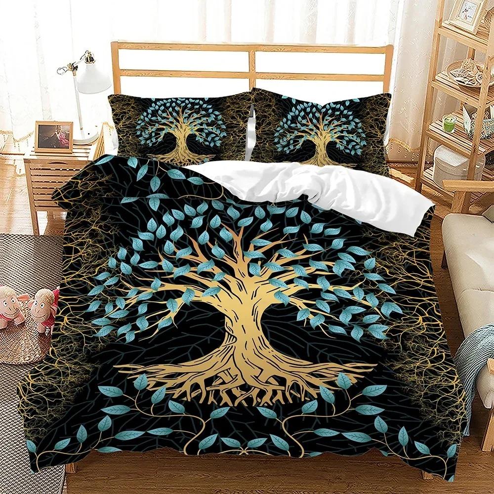 Black Gold Clock Tree 3d Bedding Set Duvet Cover Sets Comforter Bed Linen Twin Queen King Single Size Room Decor Adult Fashion