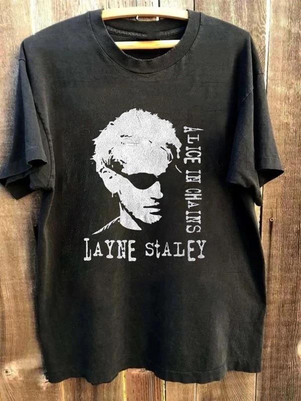 

Vintage Layne Staley Alice in Chains Short Sleeved Unisex Pure Cotton T-shirt for Casual Sports and Outdoor Wear - Men s Summ... S разноцветный