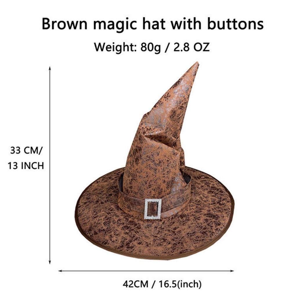 Halloween Leather Witch Wizard Hats Vintage Party Hat Headwear Props Decoration Cosplay Costume Accessories for Children Adult